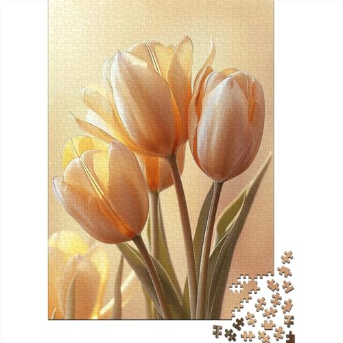 Light Gold Tulips 1000 Jigsaw Puzzle Firmenfeier Einfaches klassisches Puzzle Familie oder Kinder Puzzle 1000 Teile (75 x 50 cm) von GAOYUCHUN