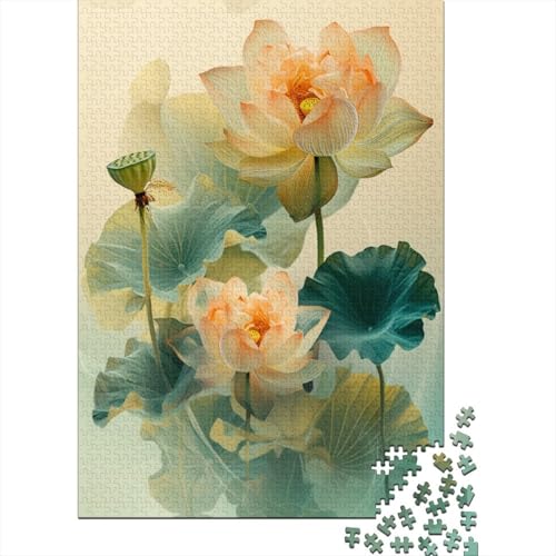 Lotus 1000 Teile Puzzle Dekoration für Zuhause Holzpuzzle Jigsaw Puzzle für Erwachsene und Kinder 1000 Teile (75 x 50 cm) von GAOYUCHUN