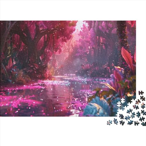 Luminous Pink Lake 1000-teiliges Puzzle Lernspiel Spielzeug Geschenk Holzpuzzles Heim Dekoration Erwachsene Und Kinder Ab 14 Jahren 1000pcs (75x50cm) von GAOYUCHUN