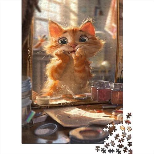 Mischievous Kitten 500 Teile Puzzle Für Erwachsene Geschicklichkeitsspiel Für Die Ganze Familie Für Erwachsene Und Kinder Ab 12 Jahren 500pcs (52x38cm) von GAOYUCHUN