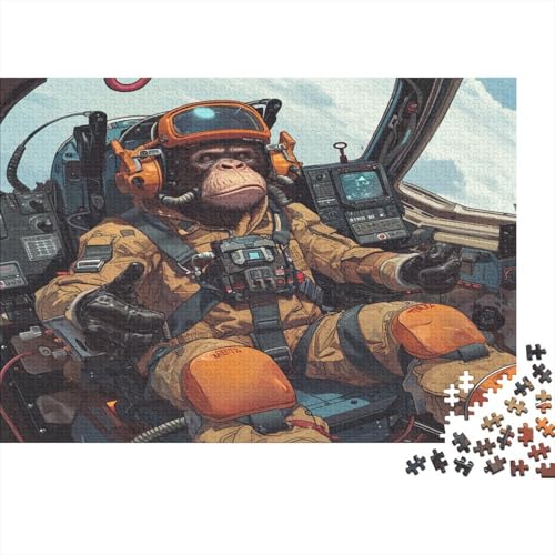 Monkey Pilot 1000 Teile Egalisches Puzzle Für Liebe Und Freund Unmögliches Puzzle Buntes Puzzle Jigsaw Puzzle Für Erwachsene Und Kinder 1000 Teile (75 x 50 cm) von GAOYUCHUN