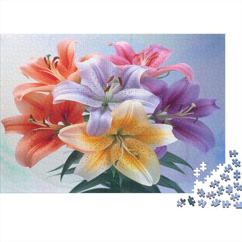 Mulctiple Color Lily Flower 300 Teile Puzzle Für Erwachsene Geschicklichkeitsspiel Für Die Ganze Familie Für Erwachsene Und Kinder Ab 12 Jahren 300pcs (40x28cm) von GAOYUCHUN