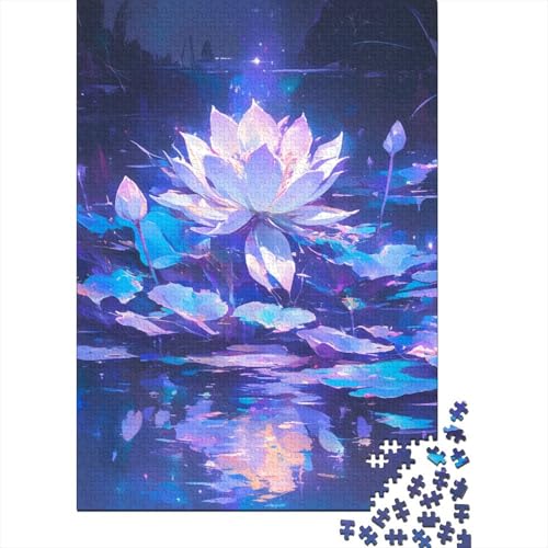 Neon Lotus Puzzle 1000 Teile Lernspiel Spielzeug Geschenk Holzpuzzle Erwachsene Abbauen Familien Für Erwachsene Und Kinder 1000pcs (75x50cm) von GAOYUCHUN