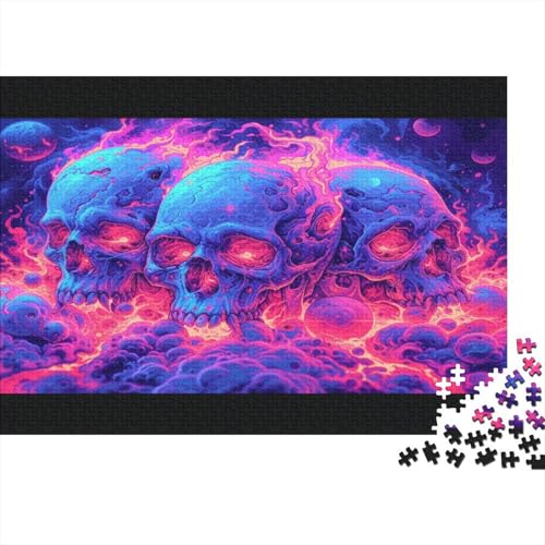 Neon Pinks Skull Puzzle 1000 Teile Für Erwachsene Puzzles Geschenke Für Frauen Für Erwachsene Und Kinder Ab 12 Jahren 1000pcs (75x50cm) von GAOYUCHUN