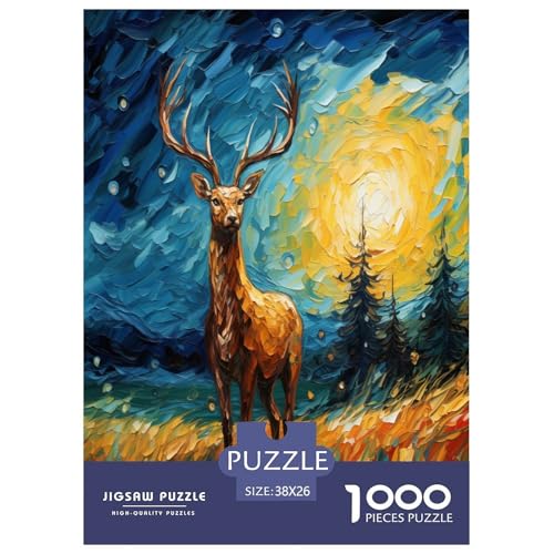 Ölmalerei Elk Puzzles 1000 Teile Schwer Puzzle Spielzeug Pädagogisches Spiel Impossible Herausforderungsspielzeug Für Erwachsene Und Kinder in Bewährter 38x26cm/1000pcs Ölmalerei Elk Puzzles 1000 Teile Schwer Puzzle Spielzeug Pädagogisches Spiel Impossible Herausforderungsspielzeug Für Erwachsene Und Kinder in Bewährter 38x26cm/1000pcs von GAOYUCHUN