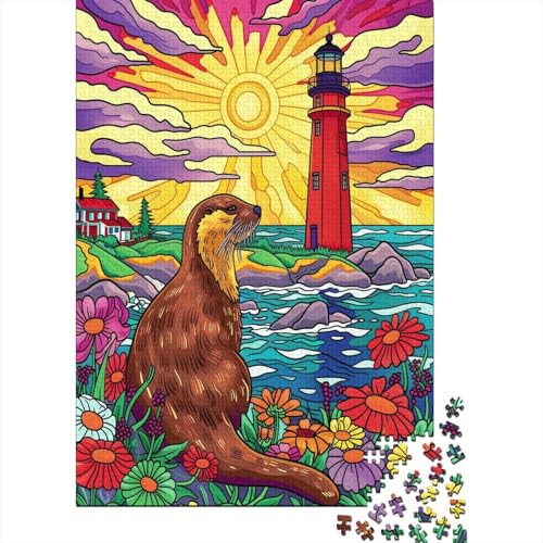 Otter Puzzle mit 1000 Teilen, Puzzlespiele, Puzzle, Holzpuzzle, Puzzle, für Erwachsene und Kinder, 1000 Teile (75 x 50 cm) von GAOYUCHUN