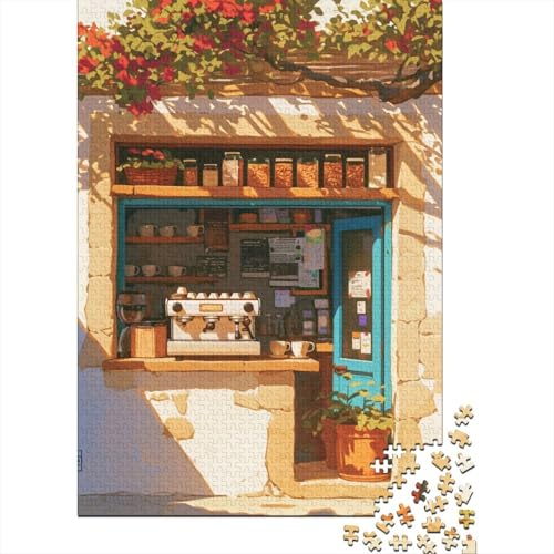 Outdoor Coffee Shop 1000-teiliges Puzzle Lernspiel Spielzeug Geschenk Puzzle 1000 Teile Holzpuzzle Erwachsene Herausforderung Erwachsene Und Kinder Ab 14 Jahren 1000pcs (75x50cm) von GAOYUCHUN