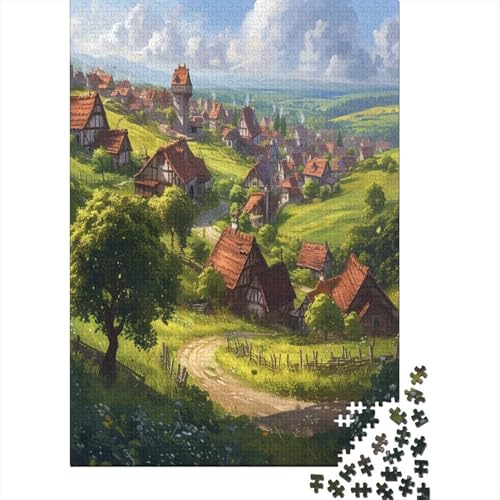 Pastoral Town 1000 Jigsaw Puzzle Firmenfeier Einfaches klassisches Puzzle für Familie oder Kinder Puzzle 1000 Teile (75 x 50 cm) von GAOYUCHUN