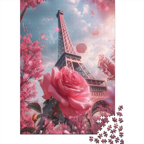 Pink Eiffel Tower 1000 Jigsaw Puzzle Kunst Puzzle Kunst für Zuhause, um Stress abzubauen, Puzzle für Familie oder Kinder, 1000 Teile (75 x 50 cm) von GAOYUCHUN