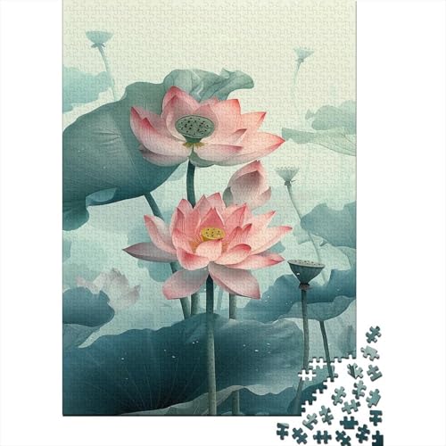 Pink Lotus Flower 1000 Teile Puzzle Spiele Entspannung und Intelligenz Einfaches klassisches Puzzle für Erwachsene und Familien 1000 Stück (75 x 50 cm) von GAOYUCHUN