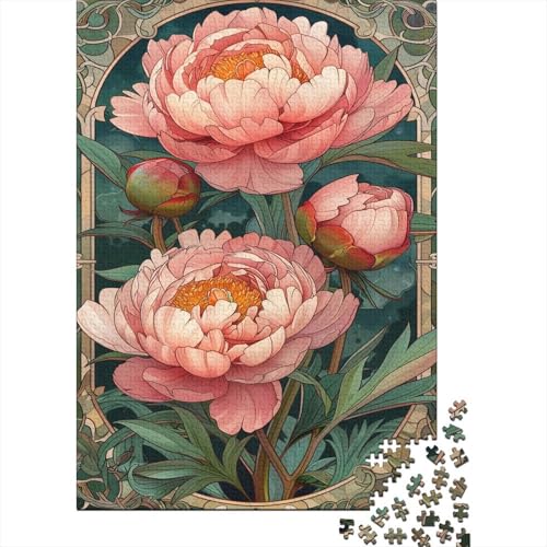 Pink Peonies Puzzle 1000 Teile für Erwachsene Egalus Für Liebe Und Freund Stressabbau Puzzle Familie Oder Kinder Puzzle 1000 Teile (75 x 50 cm) von GAOYUCHUN