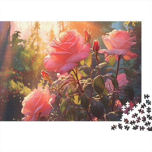 Pink Rose Puzzle mit 1000 Teilen für Erwachsene klassische einfache klassische Puzzles Erwachsene Kinder 1000 Teile (75 x 50 cm) von GAOYUCHUN