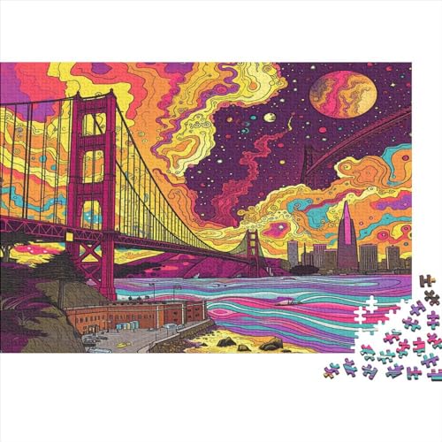 Psychedelic City 1000 Teile Puzzle Für Erwachsene Lernspiel Spielzeug Geschenk Für Erwachsene Und Kinder Ab 12 Jahren 1000pcs (75x50cm) von GAOYUCHUN