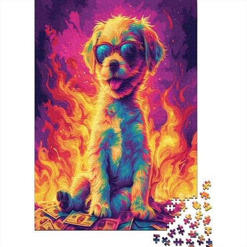 Psychedelic Dog Puzzle 1000 Teile Für Erwachsene Puzzles Geschicklichkeitsspiel Für Die Ganze Familie Puzzle Für Erwachsene Und Kinder Ab 14 Jahren 1000pcs (75x50cm) von GAOYUCHUN