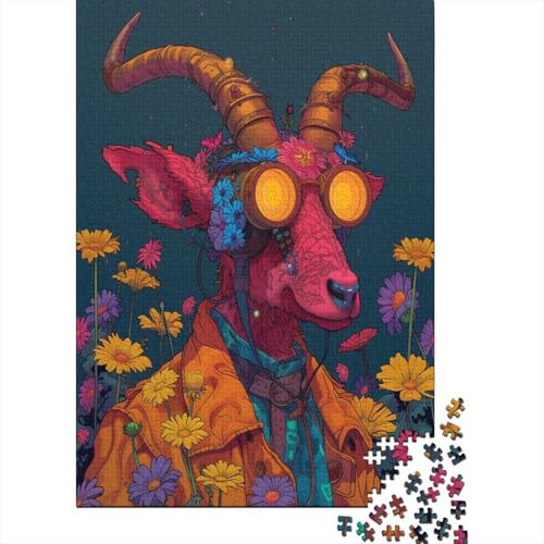 Psychedelic Goat Puzzle 500 Teile Für Erwachsene Puzzles Geschenke Für Frauen Für Erwachsene Und Kinder Ab 12 Jahren 500pcs (52x38cm) von GAOYUCHUN