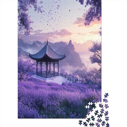 Purple Flower Garden 1000 Teile Puzzles Lernspiel Spielzeug Geschenk Puzzle 1000 Teile Puzzles Heim Dekoration Stressabbau-Spielzeug Für Erwachsene Und Kinder Ab 12 Jahren 1000pcs (75x50cm) von GAOYUCHUN