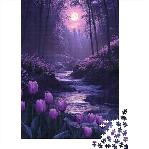 Purple Geranium Puzzle 1000 Teile Erwachsene Lernspiel Spielzeug Geschenk Holzpuzzle Erwachsene Für Erwachsene Und Kinder 1000pcs (75x50cm) von GAOYUCHUN