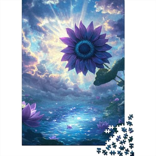 Purple Sunflower Floats 1000 Teile Puzzles Lernspiel Spielzeug Geschenk Puzzle 1000 Teile Puzzles Heim Dekoration Stressabbau-Spielzeug Für Erwachsene Und Kinder Ab 12 Jahren 1000pcs (75x50cm) von GAOYUCHUN