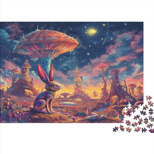 Rabbits Under Giant Mushrooms 1000 Teile Puzzlespie Herausforderung Holzpuzzle Erwachsene Für Erwachsene Und Kinder Ab 12 Jahren 1000pcs (75x50cm) von GAOYUCHUN