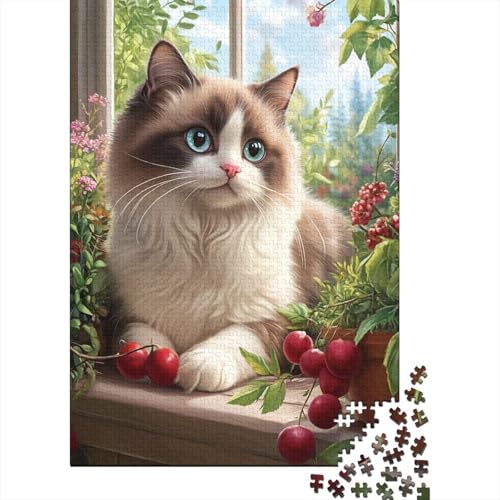 Ragdoll Cat Puzzle 1000 Teile Erwachsene Lernspiel Spielzeug Geschenk Holzpuzzle Erwachsene Für Erwachsene Und Kinder 1000pcs (75x50cm) von GAOYUCHUN