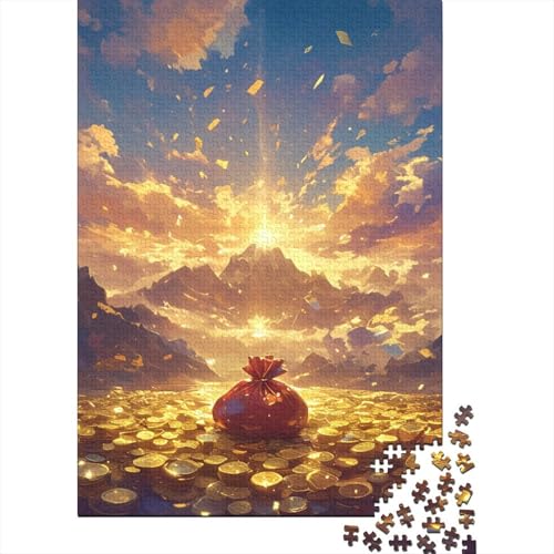 Red Money Bag Coins 1000-teiliges Puzzle Herausforderung Puzzle 1000 Teile Holzpuzzle Erwachsene Stressabbau-Spielzeug Für Erwachsene Und Kinder Ab 12 Jahren 1000pcs (75x50cm) von GAOYUCHUN