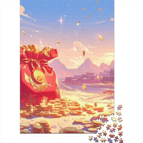 Red Money Bag Coins Puzzle 1000 Teile Erwachsene Lernspiel Spielzeug Geschenk Holzpuzzle Erwachsene Für Erwachsene Und Kinder 1000pcs (75x50cm) von GAOYUCHUN