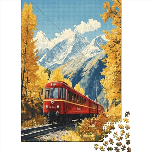 Red Train Puzzle 1000 Teile Erwachsene Lernspiel Spielzeug Geschenk Holzpuzzle Erwachsene Für Erwachsene Und Kinder 1000pcs (75x50cm) von GAOYUCHUN