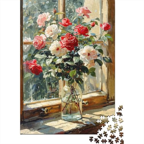 Rose in Glass 300 Stück Puzzles Lernspiel Spielzeug Geschenk Geschicklichkeitsspiel Für Die Ganze Familie Puzzle Für Erwachsene Und Kinder Ab 14 Jahren 300pcs (40x28cm) von GAOYUCHUN