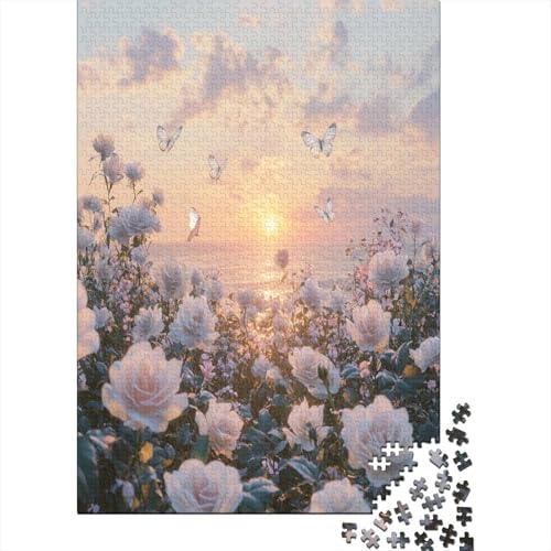 Sea of Flowers Puzzle 1000 Teile Erwachsene Stressabbau-Spielzeug Holzpuzzle Erwachsene Herausforderung Erwachsene Und Kinder Ab 14 Jahren 1000pcs (75x50cm) von GAOYUCHUN