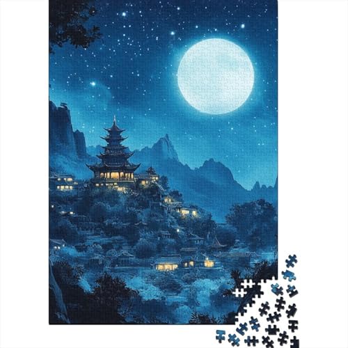 Serene Moonlit 1000 Teile Puzzles Lernspiel Spielzeug Geschenk Puzzle 1000 Teile Puzzles Heim Dekoration Stressabbau-Spielzeug Für Erwachsene Und Kinder Ab 12 Jahren 1000pcs (75x50cm) von GAOYUCHUN