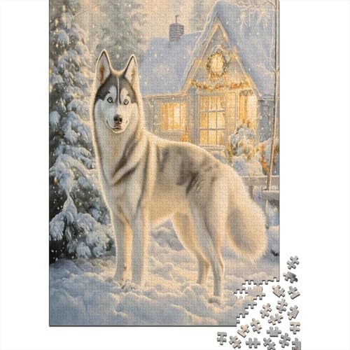 Siberian Husky Puzzle 1000 Teile Erwachsene Lernspiel Spielzeug Geschenk Holzpuzzle Erwachsene Für Erwachsene Und Kinder 1000pcs (75x50cm) von GAOYUCHUN