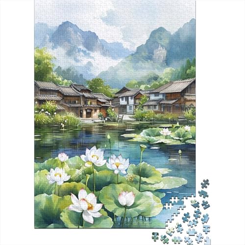 Small Mountain Village 1000 Teile Puzzle Einzigartige Einrichtung und Geschenke für Zuhause Holzpuzzle Familie oder Kinder Puzzle 1000 Teile (75 x 50 cm) von GAOYUCHUN