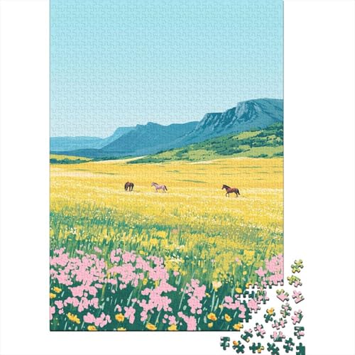 Spring Fields Puzzle 1000 Teile Geschenkideen Holzpuzzle Erwachsene UnregelmaBige Einzigartige Für Erwachsene Und Kinder Ab 12 Jahren 1000pcs (75x50cm) von GAOYUCHUN