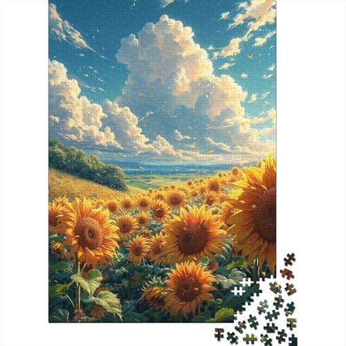 Sunflowers with Clouds Puzzle 300 Teile Für Erwachsene Puzzles Ein Herausforderndes Rätsel Für Erwachsene Und Kinder Ab 12 Jahren 300pcs (40x28cm) von GAOYUCHUN