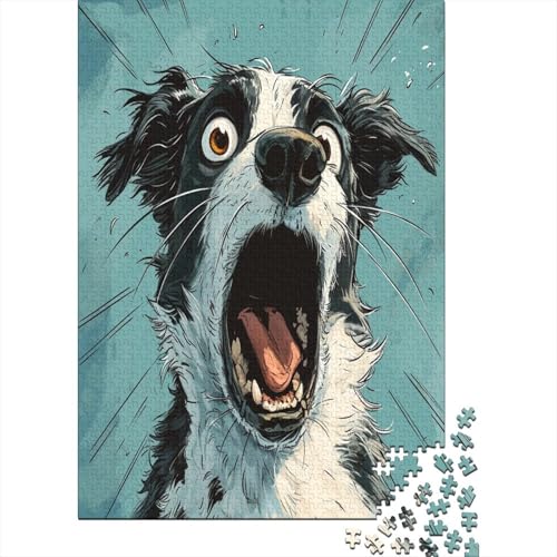 Surprised Border Collie Puzzle 300 Teile Für Erwachsene Puzzles Geschicklichkeitsspiel Für Die Ganze Familie Für Erwachsene Und Kinder Ab 12 Jahren 300pcs (40x28cm) von GAOYUCHUN