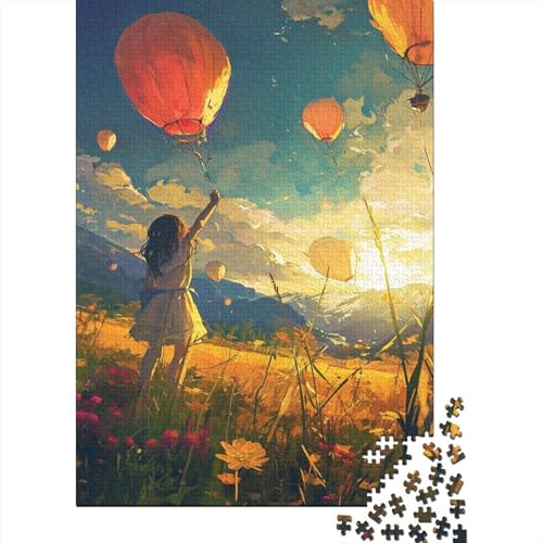 The Kite Girl 1000 Teile Puzzle Dekoration für Zuhause Holzpuzzle Jigsaw Puzzle für Erwachsene und Kinder 1000 Teile (75 x 50 cm) von GAOYUCHUN