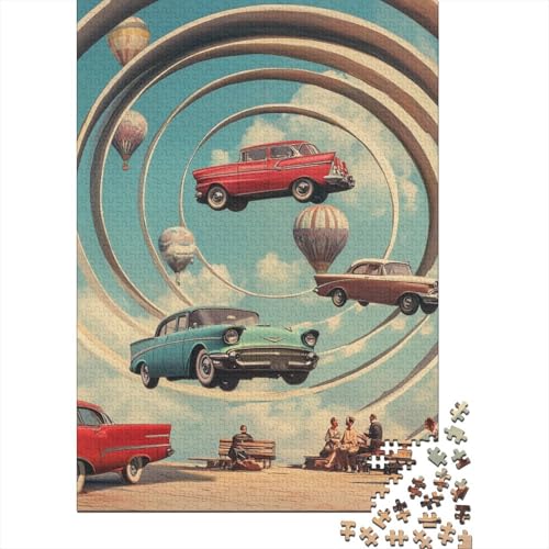 Three Cars Floating Puzzle 1000 Teile UnregelmaBige Einzigartige Holzpuzzles Herausforderung Für Erwachsene Und Kinder Ab 12 Jahren 1000pcs (75x50cm) von GAOYUCHUN