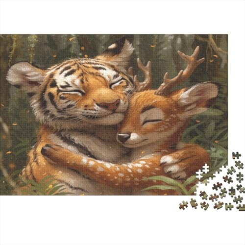 Tiger and Deer 1000 Stück Puzzles Lernspiel Spielzeug Geschenk Geschicklichkeitsspiel Für Die Ganze Familie Puzzle Für Erwachsene Und Kinder Ab 14 Jahren 1000pcs (75x50cm) von GAOYUCHUN