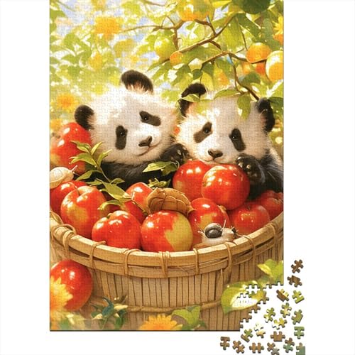 Two Cute Pandas Picking Apples Puzzle 1000 Teile Erwachsene Lernspiel Spielzeug Geschenk Holzpuzzle Erwachsene Für Erwachsene Und Kinder 1000pcs (75x50cm) von GAOYUCHUN