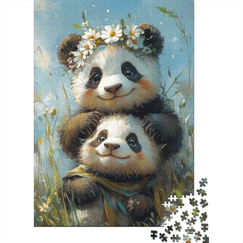 Two Cute Pandas Puzzle 1000 Teile Erwachsene UnregelmaBige Einzigartige Holzpuzzles Stressabbau-Spielzeug Für Erwachsene Und Kinder Ab 12 Jahren 1000pcs (75x50cm) von GAOYUCHUN