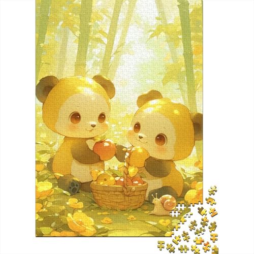 Two Cute Pandas Puzzle 1000 Teile ErwachseneStressabbau-Spielzeug Holzpuzzle Erwachsene Herausforderung Für Erwachsene Und Kinder Ab 12 Jahren 1000pcs (75x50cm) von GAOYUCHUN