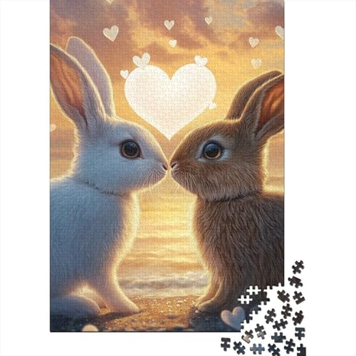 Two Cute Rabbits Puzzle 1000 Teile Erwachsene Lernspiel Spielzeug Geschenk Holzpuzzle Erwachsene Für Erwachsene Und Kinder 1000pcs (75x50cm) von GAOYUCHUN