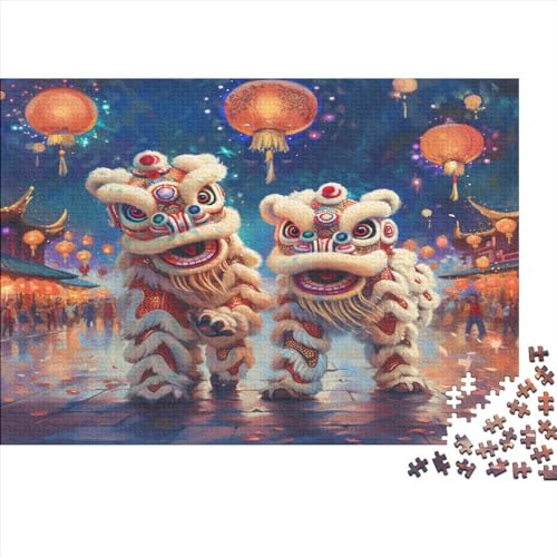 Two Lion Dances 300-teiliges Puzzle Für Erwachsene Kinder Geschicklichkeitsspiel Für Die Ganze Familie Für Erwachsene Und Kinder Ab 12 Jahren 300pcs (40x28cm) von GAOYUCHUN