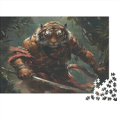 Warrior Tiger Puzzle 1000 Teile Für Erwachsene Puzzles Geschicklichkeitsspiel Für Die Ganze Familie Puzzle Für Erwachsene Und Kinder Ab 14 Jahren 1000pcs (75x50cm) von GAOYUCHUN