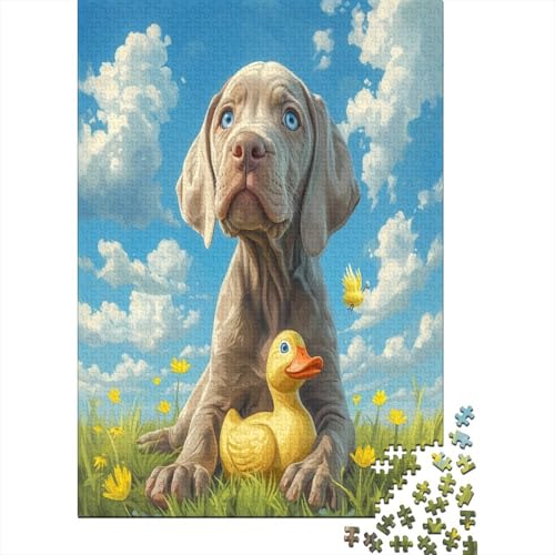 Weimaraner Puppy 1000 Teile Puzzle Für Erwachsene Geschicklichkeitsspiel Für Die Ganze Familie Puzzle Für Erwachsene Und Kinder Ab 14 Jahren 1000pcs (75x50cm) von GAOYUCHUN