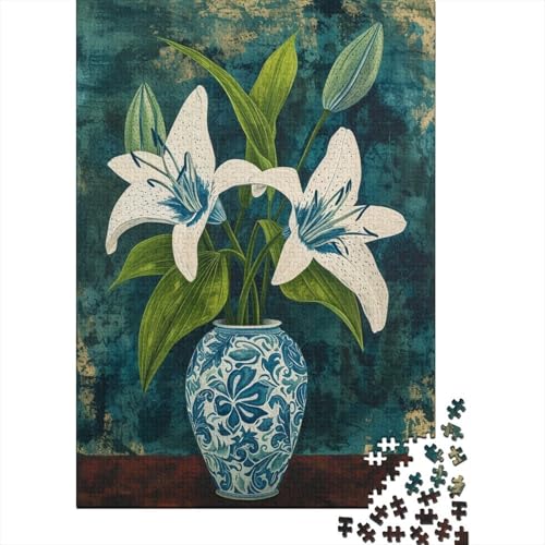 White And Green Lilies 1000 Teile Puzzle Dekoration Für Zuhause Unmögliches Puzzle Buntes Puzzle Erwachsene Kinder 1000 Teile (75 x 50 cm) von GAOYUCHUN