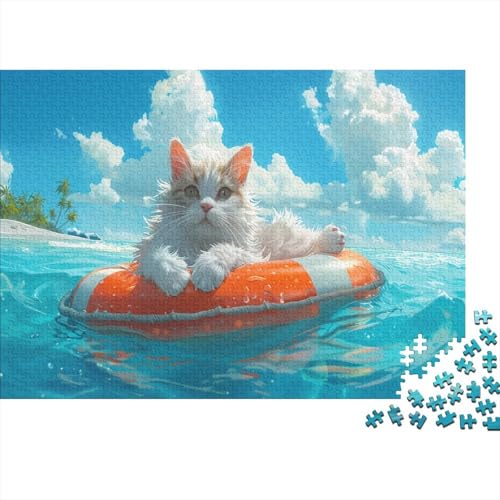 White Cat 300-teiliges Puzzle Für Erwachsene Kinder Geschicklichkeitsspiel Für Die Ganze Familie Puzzle Für Erwachsene Und Kinder Ab 14 Jahren 300pcs (40x28cm) von GAOYUCHUN