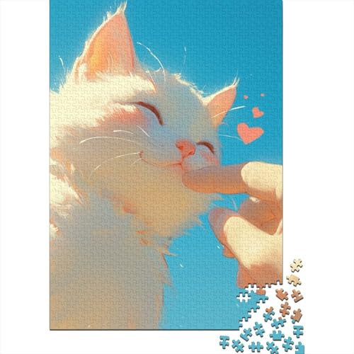 White Cat Touches 1000-teiliges Puzzle UnregelmaBige Einzigartige Puzzle 1000 Teile Holzpuzzle Erwachsene Herausforderung Für Erwachsene Und Kinder Ab 12 Jahren 1000pcs (75x50cm) von GAOYUCHUN