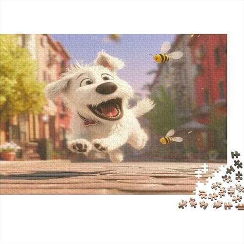 White Dog Puzzle 1000 Teile Puzzle Lernspiele Puzzle Holzpuzzle Jigsaw Puzzle für Erwachsene und Kinder 1000 Stück (75 x 50 cm) von GAOYUCHUN