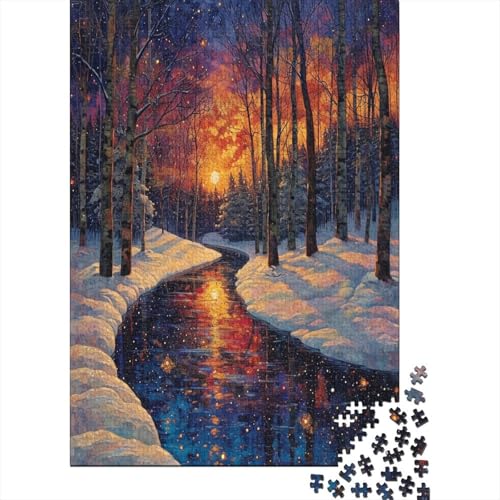 Winter Night Forest Puzzle 500 Teile Für Erwachsene Puzzles Brain Challenge Spielen Character Puzzles Spiel Puzzle Für Erwachsene Und Kinder Ab 14 Jahren 500pcs (52x38cm) von GAOYUCHUN